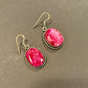 Vintage Boho Facet Ruby SS925 Earrings